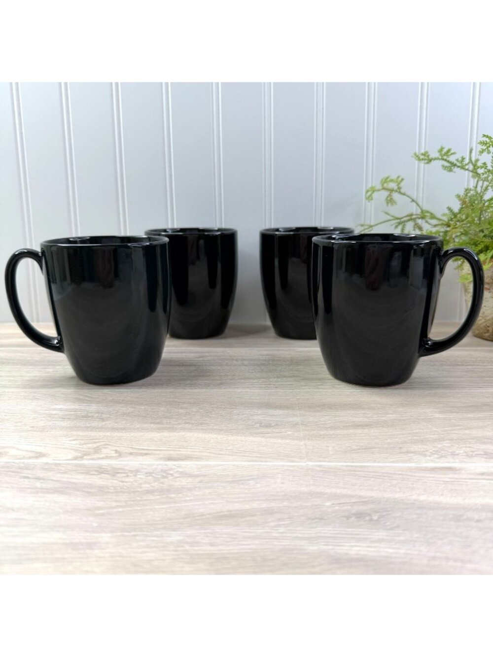 Corelle Stoneware Set Of 4 Coffee Tea Mugs Black